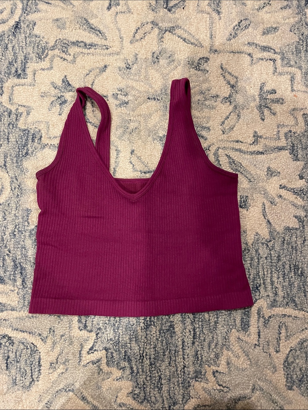 Women’s Ribbed V-Neck Tank Top - Plum